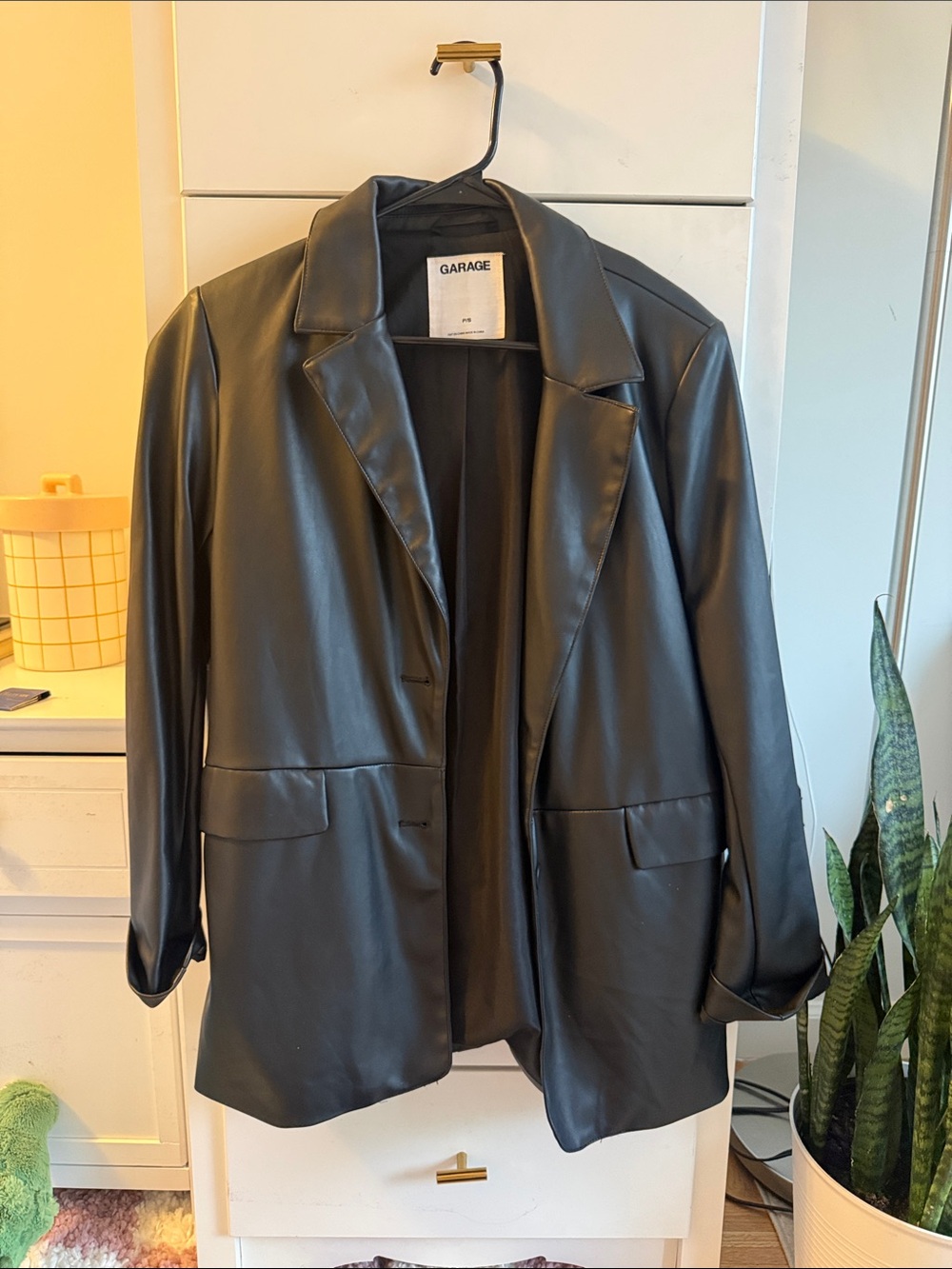 Garage Black Faux Leather Blazer